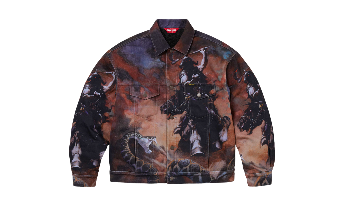 Frazetta Faux Shearling Lined Trucker Jacket "FW24 Multicolor" SU865