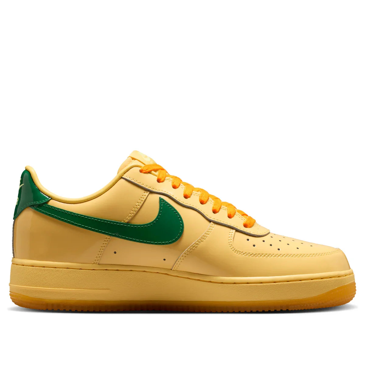 IO4489 700 Nike Air Force 1 Low Patent Leather Topaz Gold Pine Green