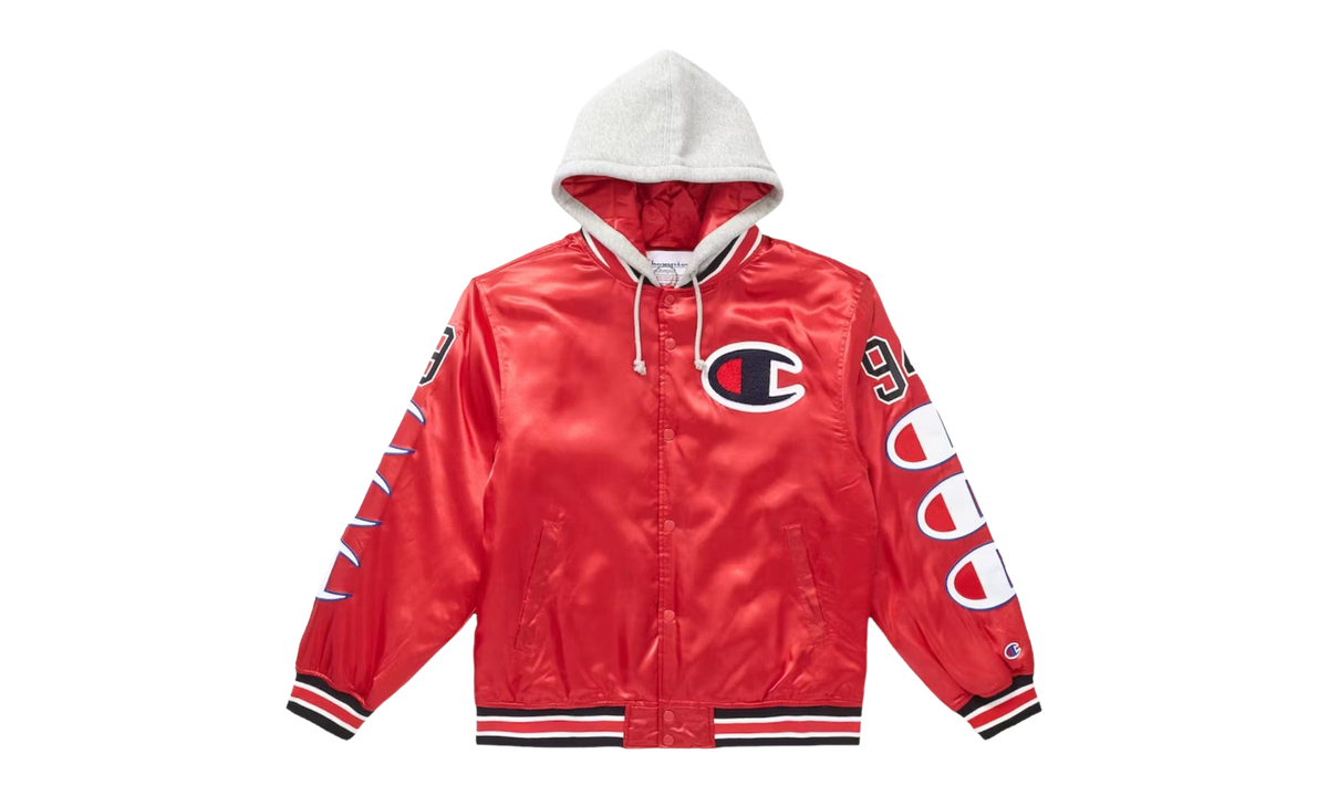 Champion Hooded Satin Varsity Jacket "Red" SU29036