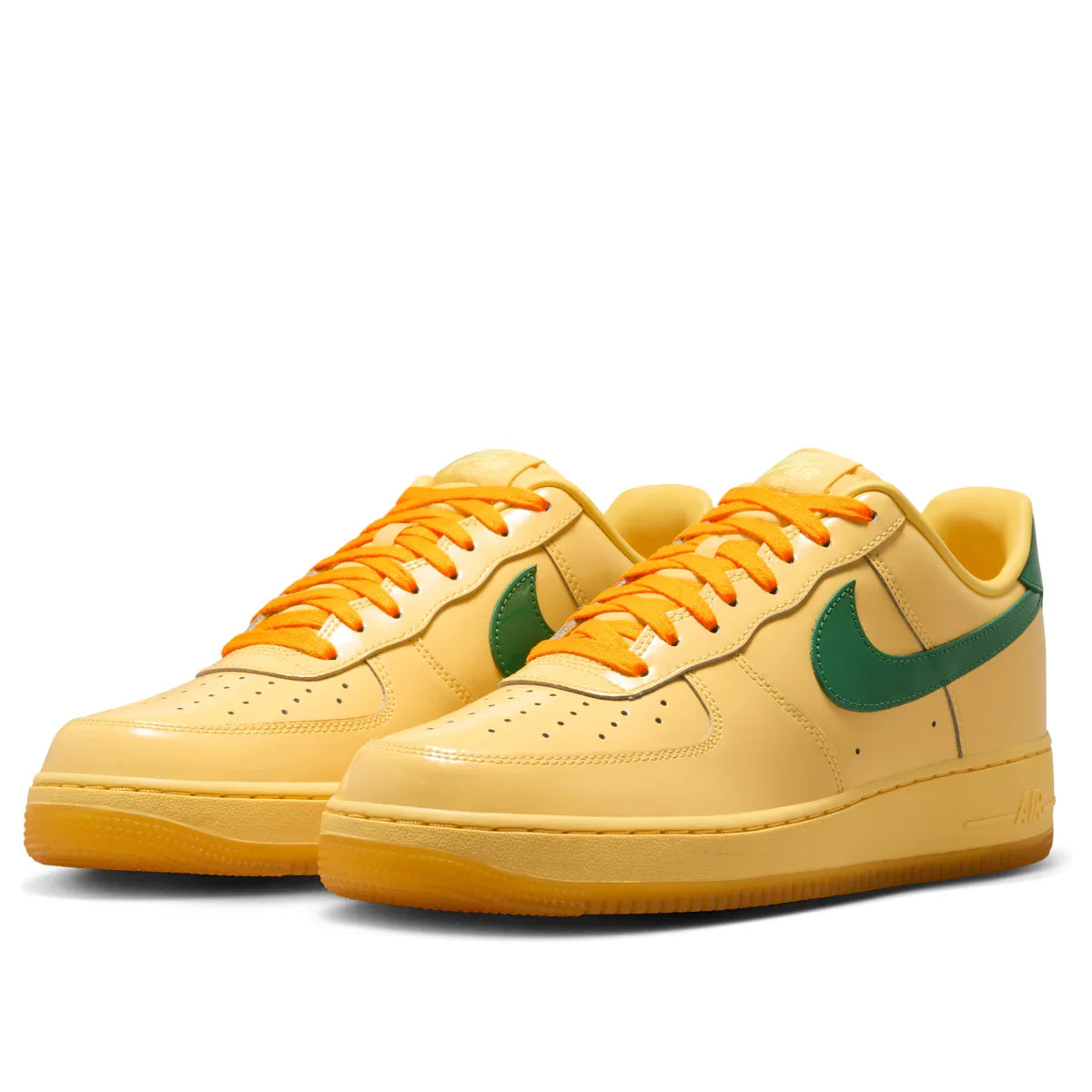 IO4489 700 Nike Air Force 1 Low Patent Leather Topaz Gold Pine Green