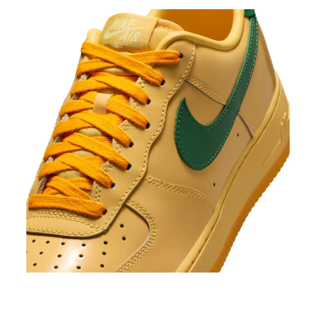 IO4489 700 Nike Air Force 1 Low Patent Leather Topaz Gold Pine Green