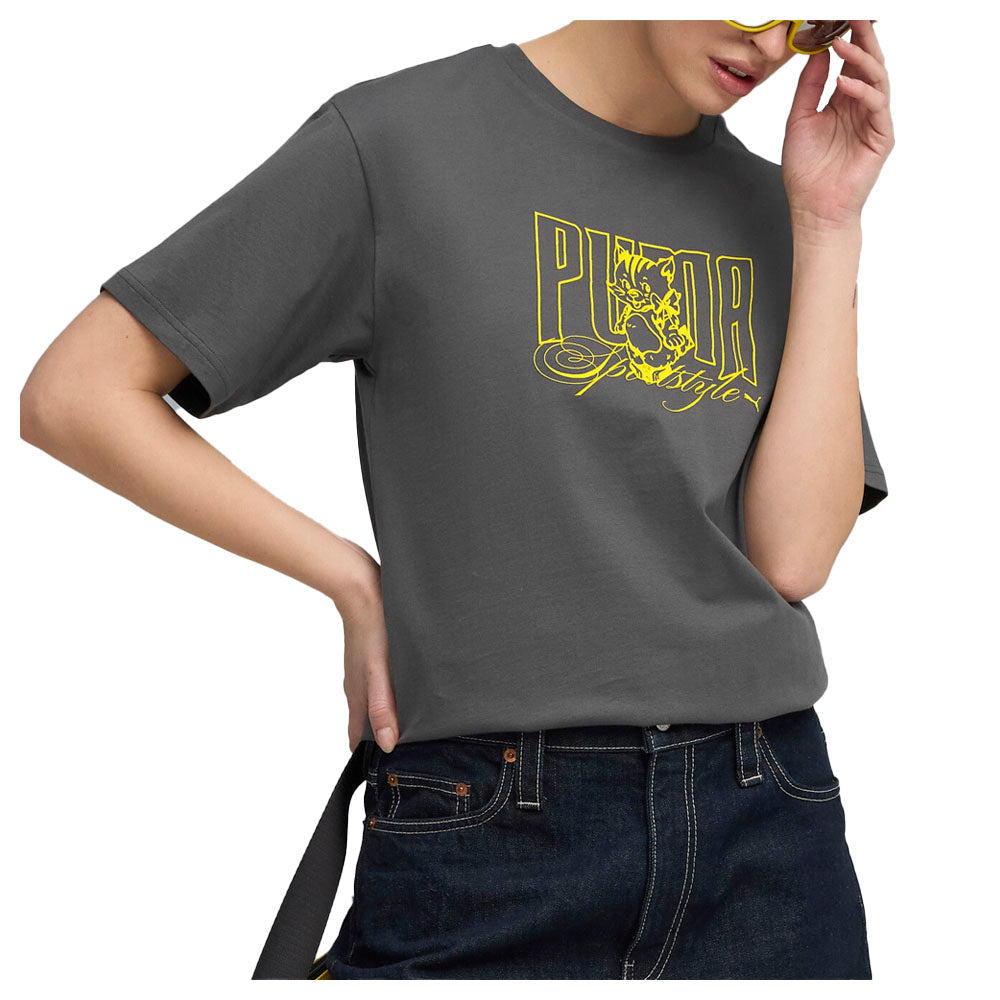 Graphic Kitten Relaxed Crew Neck Short Sleeve T-Shirt