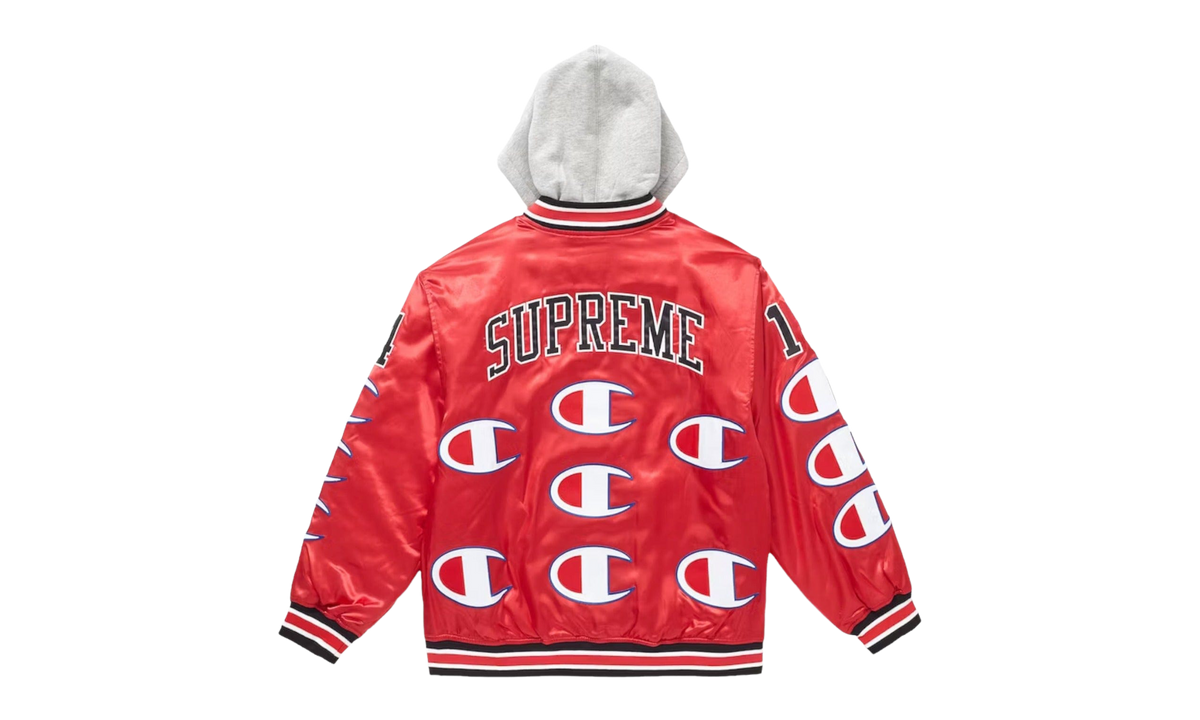 Champion Hooded Satin Varsity Jacket "Red" SU29036