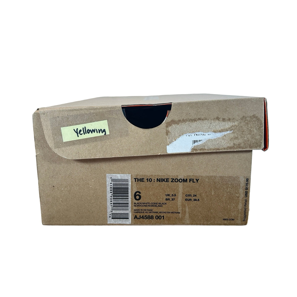 AJ4588 001 Nike Zoom Fly Off-White Black Silver - 6 M (Yellowing)