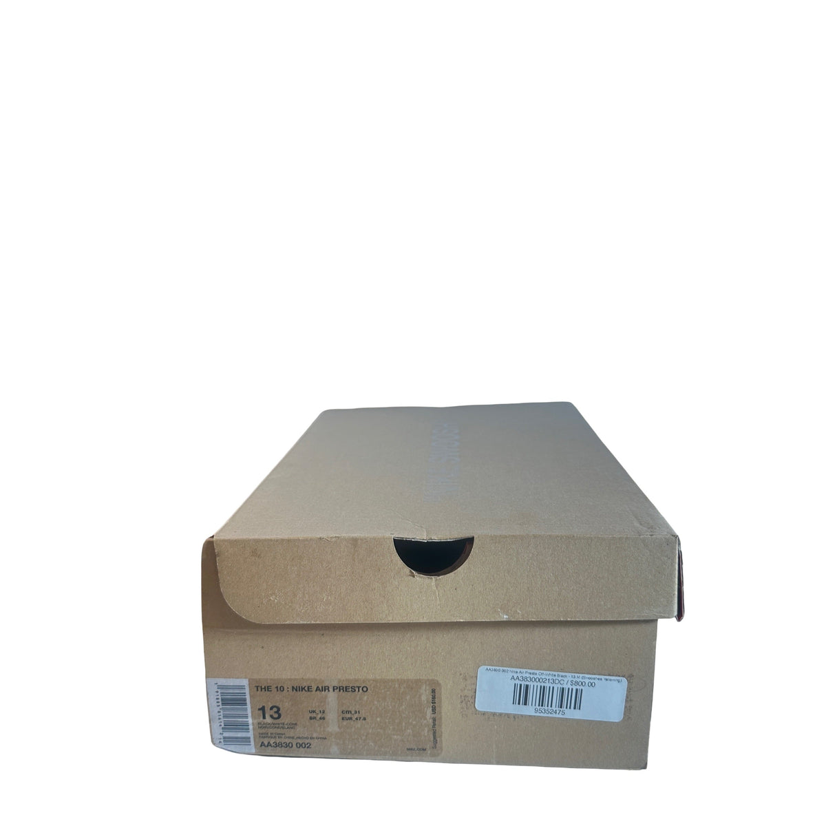 AA3830 002 Nike Air Presto Off-White Black - 13 M (Swooshes Yellowing)