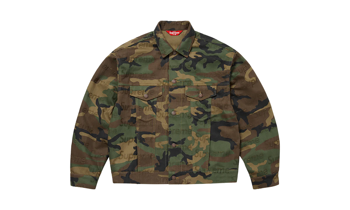 Jacquard Logos Denim Trucker Jacket "FW25 - Woodland Camo" SU26292