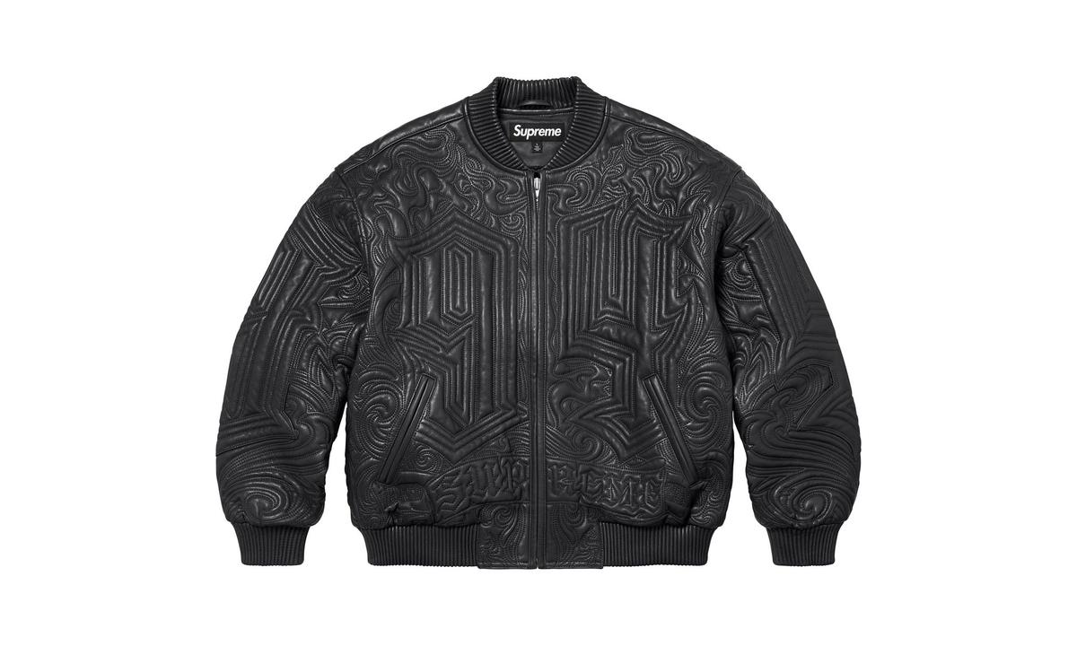Mister Cartoon Embroidered Leather Jacket "Black" SU26542