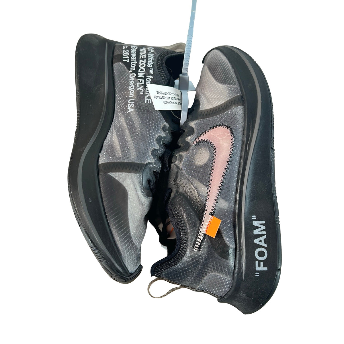 AJ4588 001 Nike Zoom Fly Off-White Black Silver - 6 M (Yellowing)