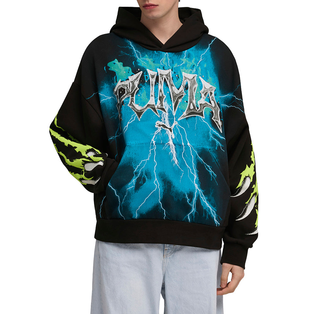 Graphic Vintage Cat Boxy Pullover Hoodie