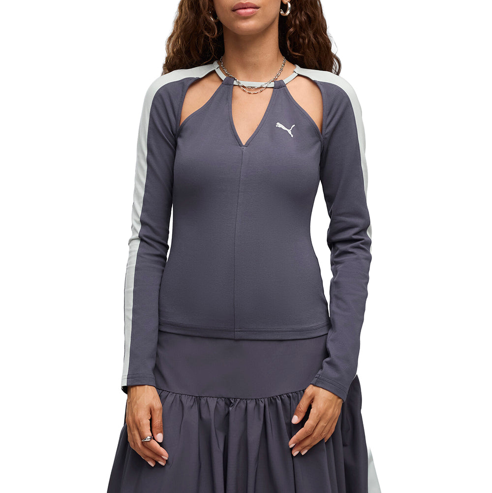 T7 Slim Cut-Outs Long Sleeve Top