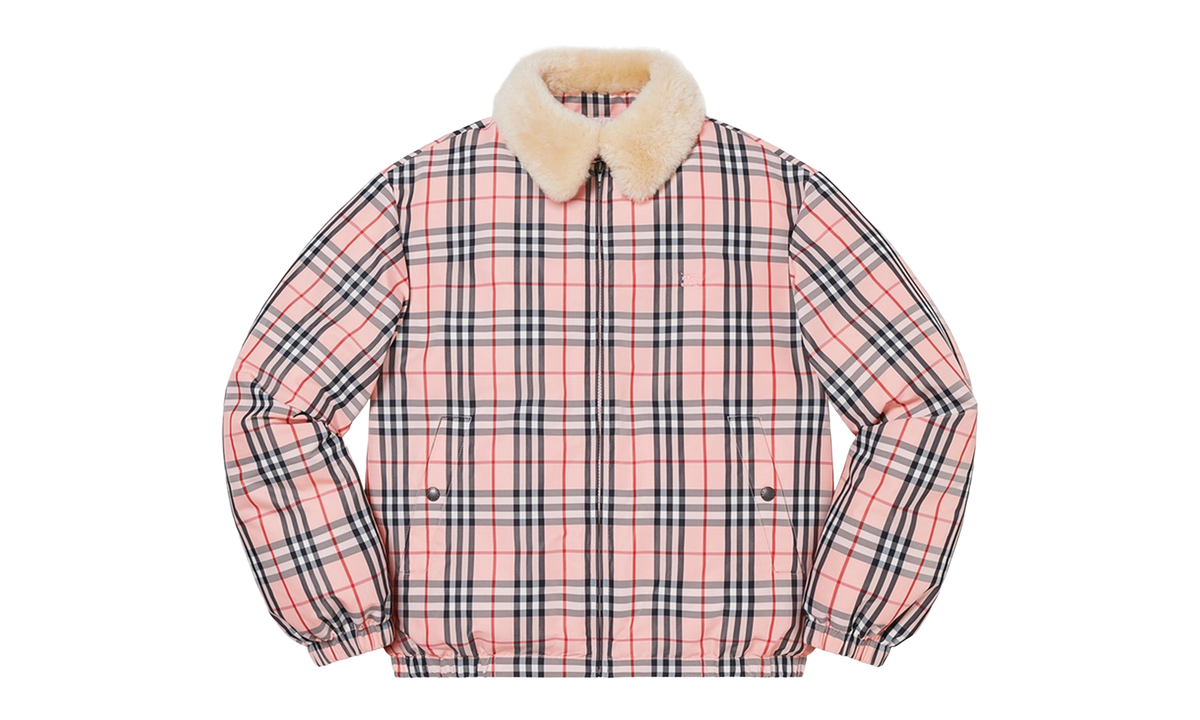 Burberry Shearling Collar Down Puffer Jacket "SS22 - Pink Plaid" SU11577