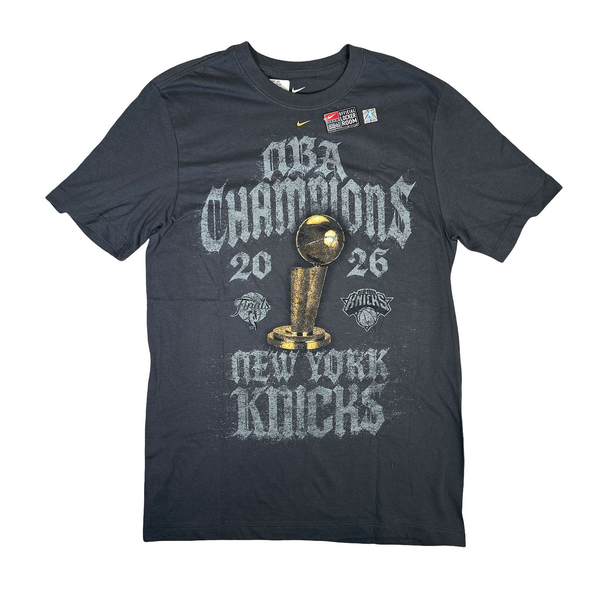 Nike New York Knicks 2026 NBA Finals Champions Authentic On Court T-shirt Grey (No Rhinestones)