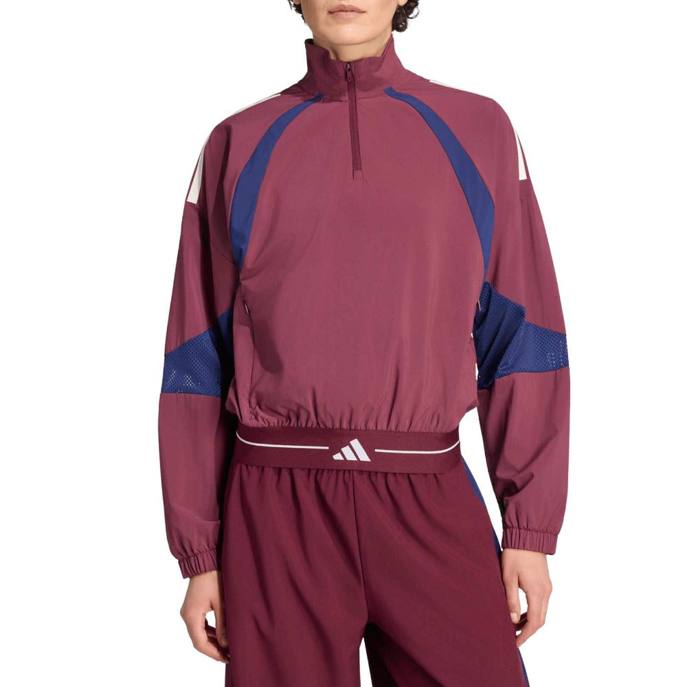 Hyperglam 3-Stripes Color Block Woven 1/4 Zip Track Top