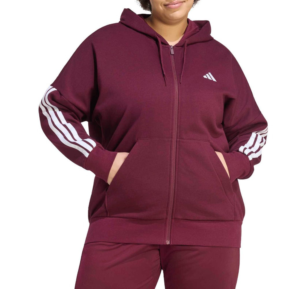 Essentials 3-Stripes Full-Zip Fleece Hoodie (PLUS SIZE)
