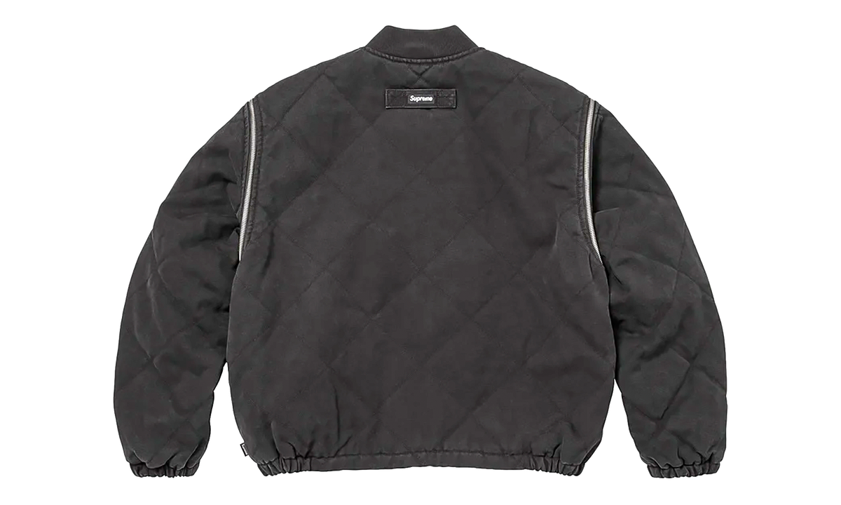 Zip-Off Sleeve Quilted Bomber Jacket "Black" SU26991