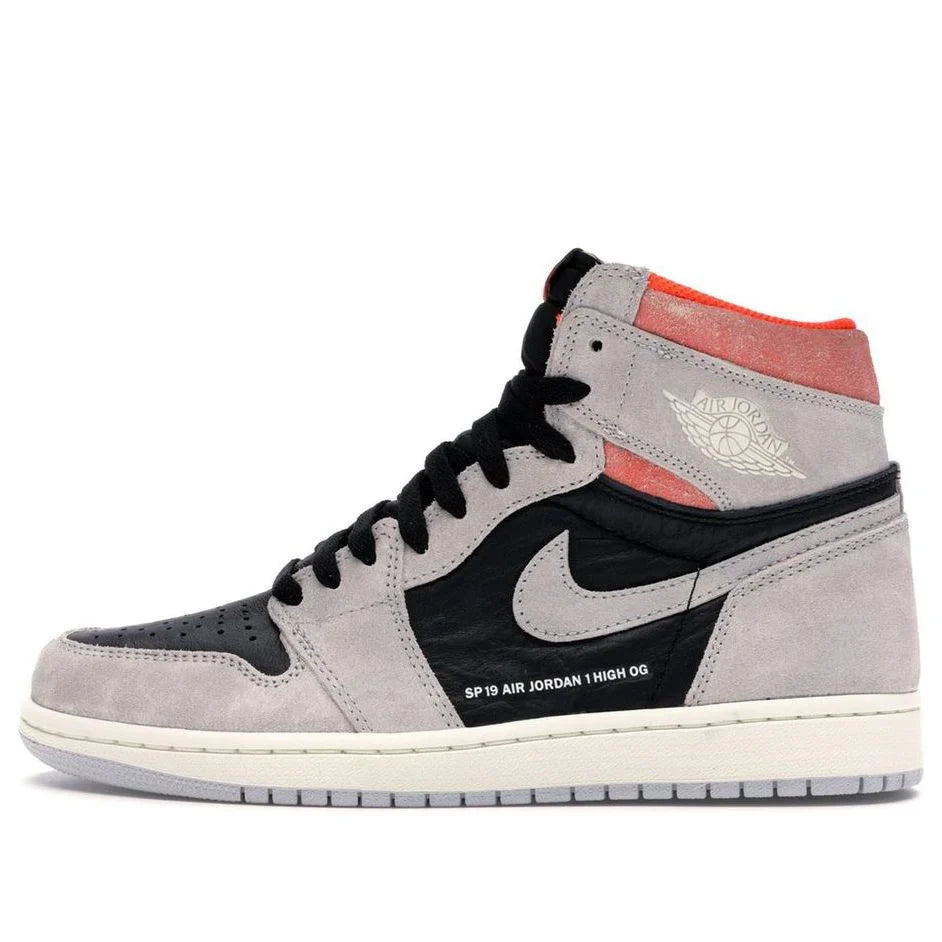 555088 018 Air Jordan 1 Retro High Neutral Grey Hyper Crimson