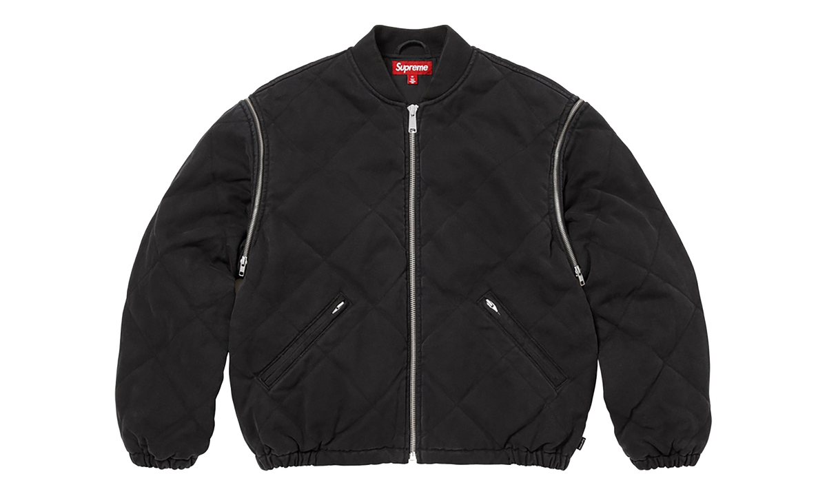 Zip-Off Sleeve Quilted Bomber Jacket "Black" SU26991
