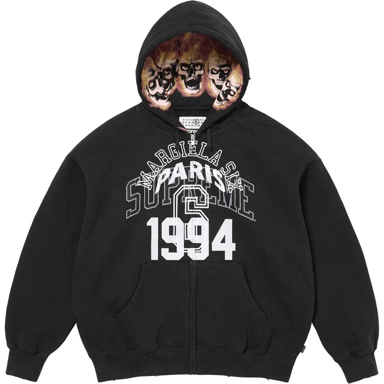SUPREME/MM6 MAISON MARGIELA ZIP UP HOODED SWEATSHIRT BLACK