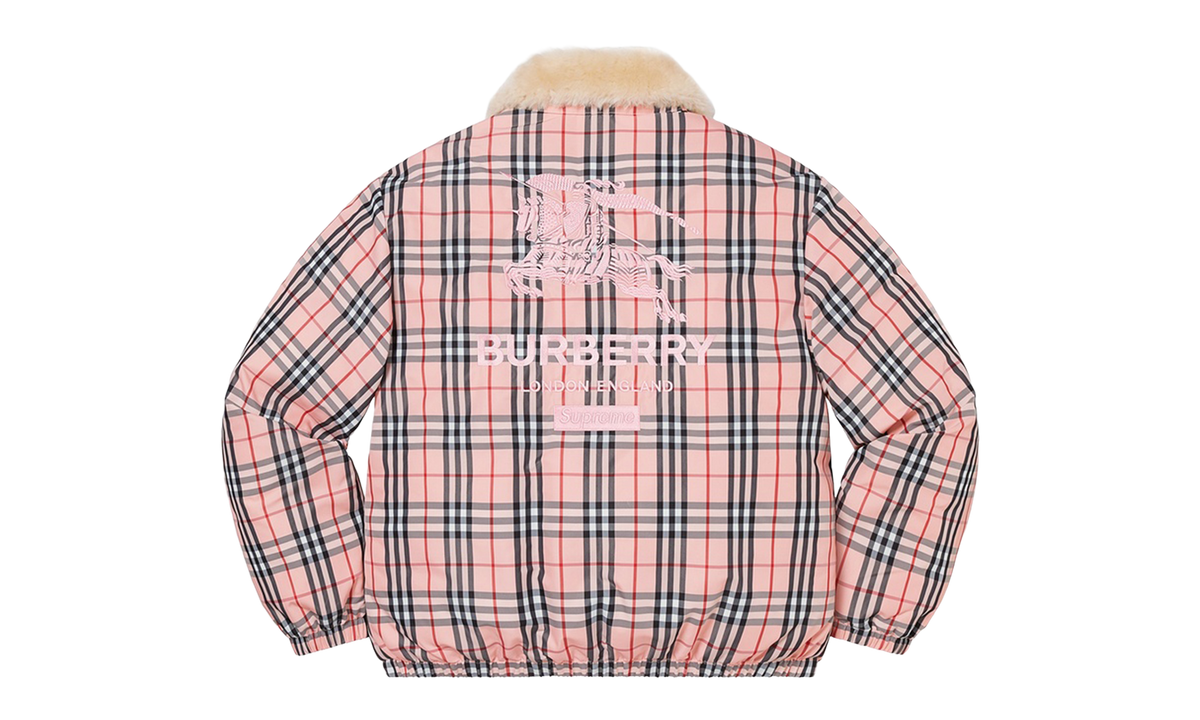 Burberry Shearling Collar Down Puffer Jacket "SS22 - Pink Plaid" SU11577